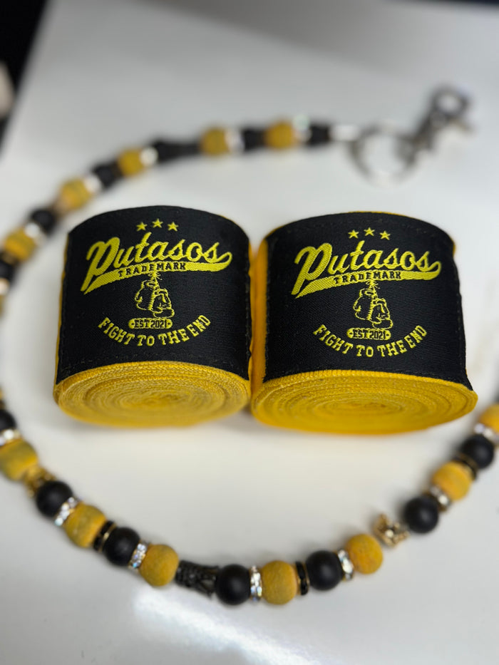 Wrist wraps Yellow Black Putasos Logo